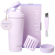 SIPLUSH Paradise Shaker Bottle front view with lavender finish, ideal for on-the-go hydration.