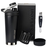 SIPLUSH Paradise Shaker Bottle front view with a stylish onyx and silver finish for daily hydration