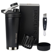 SIPLUSH Paradise Shaker Bottle front view with a stylish onyx and silver finish for daily hydration