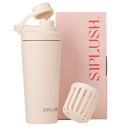 SIPLUSH Paradise Shaker Bottle front view in cream pink for stylish gym hydration