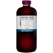 Sirius Metals true colloidal gold bottle on lab bench for precise nanoparticle work