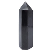 SISAMN black tourmaline column front view reveals handcrafted energy protection and grounding.