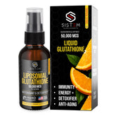 Sistem liposomal glutathione spray bottle with tropical citrus branding for daily use