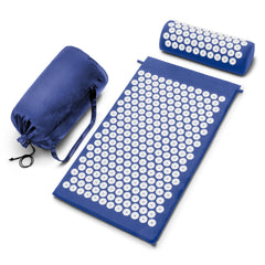 Sivan acupressure mat and pillow provide back relief with targeted pressure points.