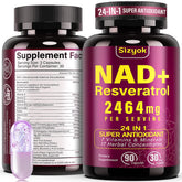 Sizyok NAD liposomal bottle front highlighting energy and vitality