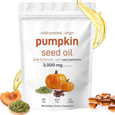 Sjjaw bottle with capsules illustrating dual-action pumpkin seed oil and saw palmetto for urinary and hair support.