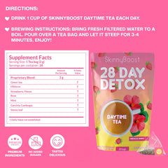SkinnyBoost Detox Noche, caja: presentación ordenada para la noche.