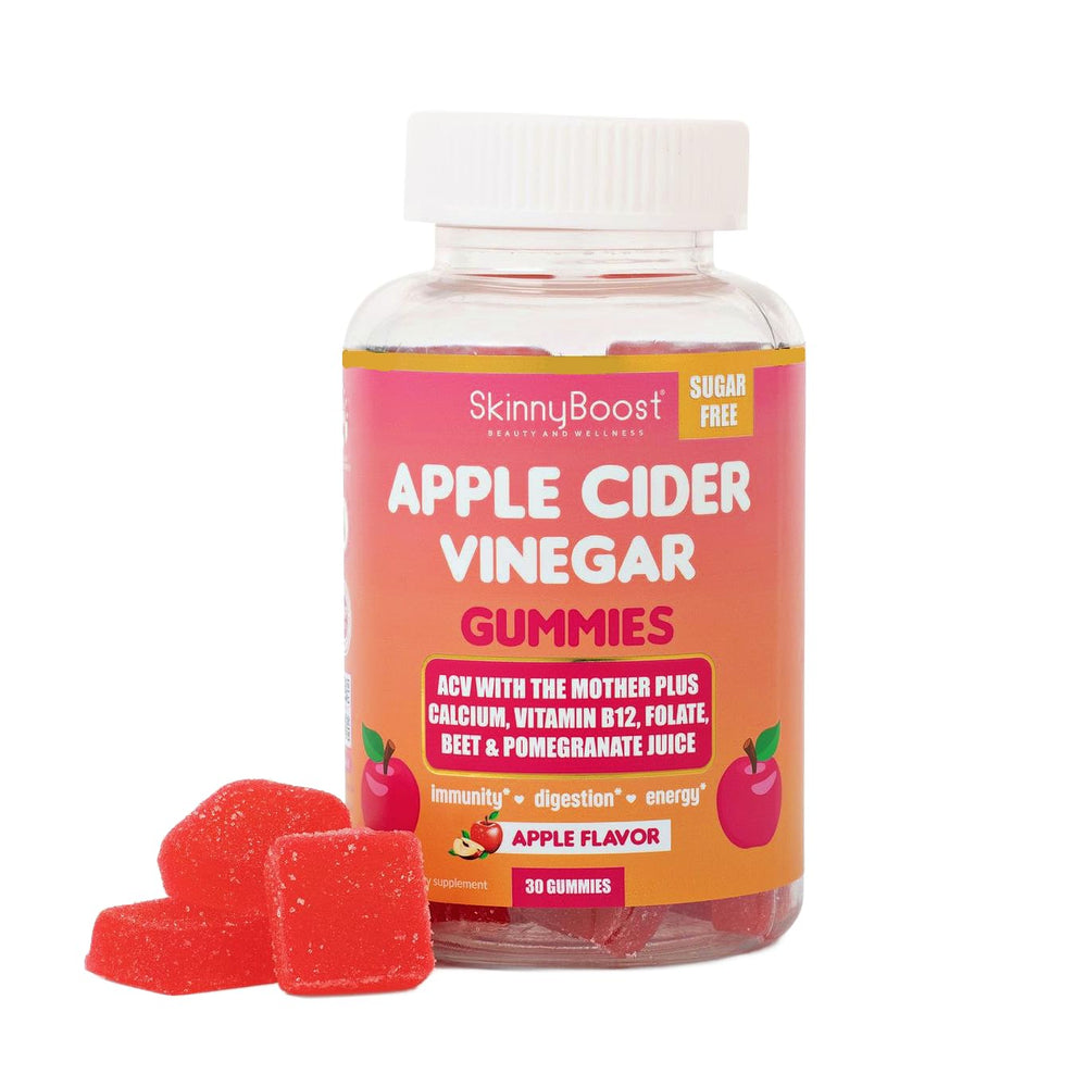 SkinnyBoost sugar-free ACV gummies in a 30-count pack for daily use.