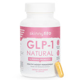SkinnyFit GLP-1 Natural supplement bottle supports daily appetite control.