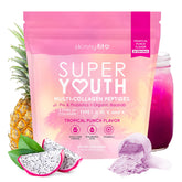 SkinnyFit Super Youth collagen bottle with multi-collagen blend for daily beauty support.