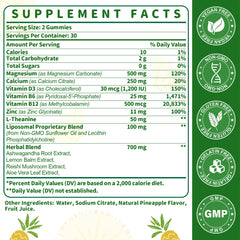SKLIA Liposomal Magnesium Complex gummies closeup with sugar-free pineapple flavor