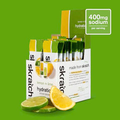 Skratch Labs Hydration Packets dissolve-in-water for crisp lemon lime flavor.