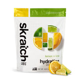 Skratch Labs Hydration Powder Lemon Lime tub showing real fruit flavor.