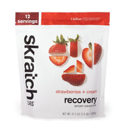 Skratch Labs Recovery strawberries-cream tub for post-workout refuel