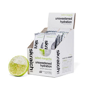 Skratch Labs unsweetened hydration bottle close-up, showing electrolyte-rich formula for workouts.
