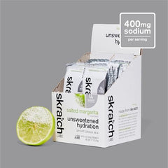 Skratch Labs unsweetened hydration powder dissolving, highlighting zero sugar and real fruit flavor.