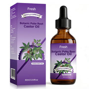 SKSOYT organic poke root and castor oil bottle for massage and skin care.