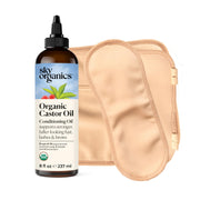 Sky Organics 8 oz castor oil bottle for relaxing self-care routines.