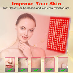Skylaxy red light therapy panel used on the face for a refreshed look