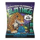 SlimThicc Rabid Razz gummies pack front for quick protein boost on the go