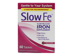 Slow Fe high-potency iron tablet front view, easy to take.