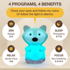SlowRise Blue-Violet-Green light cues promote relaxation and easier breathing.
