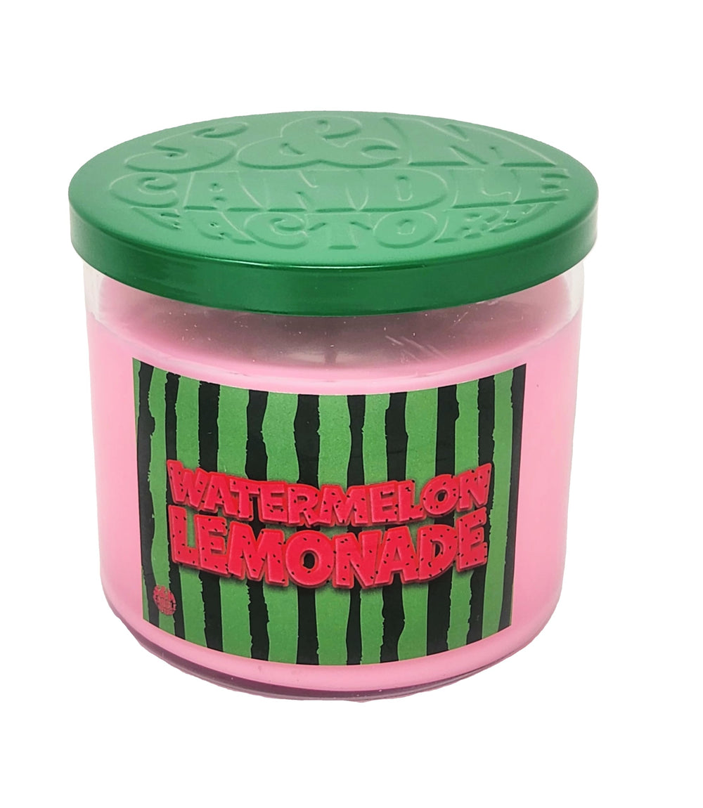 S&M Candle Factory Watermelon Lemonade 3-wick candle in glass jar for cozy evenings