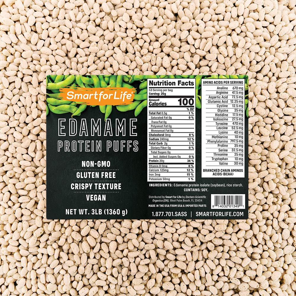 Smart for Life soy protein puffs bag closeup for a high protein snack