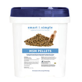 SmartEquine Smart & Simple MSM Pellets in bucket support daily mobility.