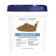 SmartEquine Smart & Simple MSM Pellets in bucket support daily mobility.