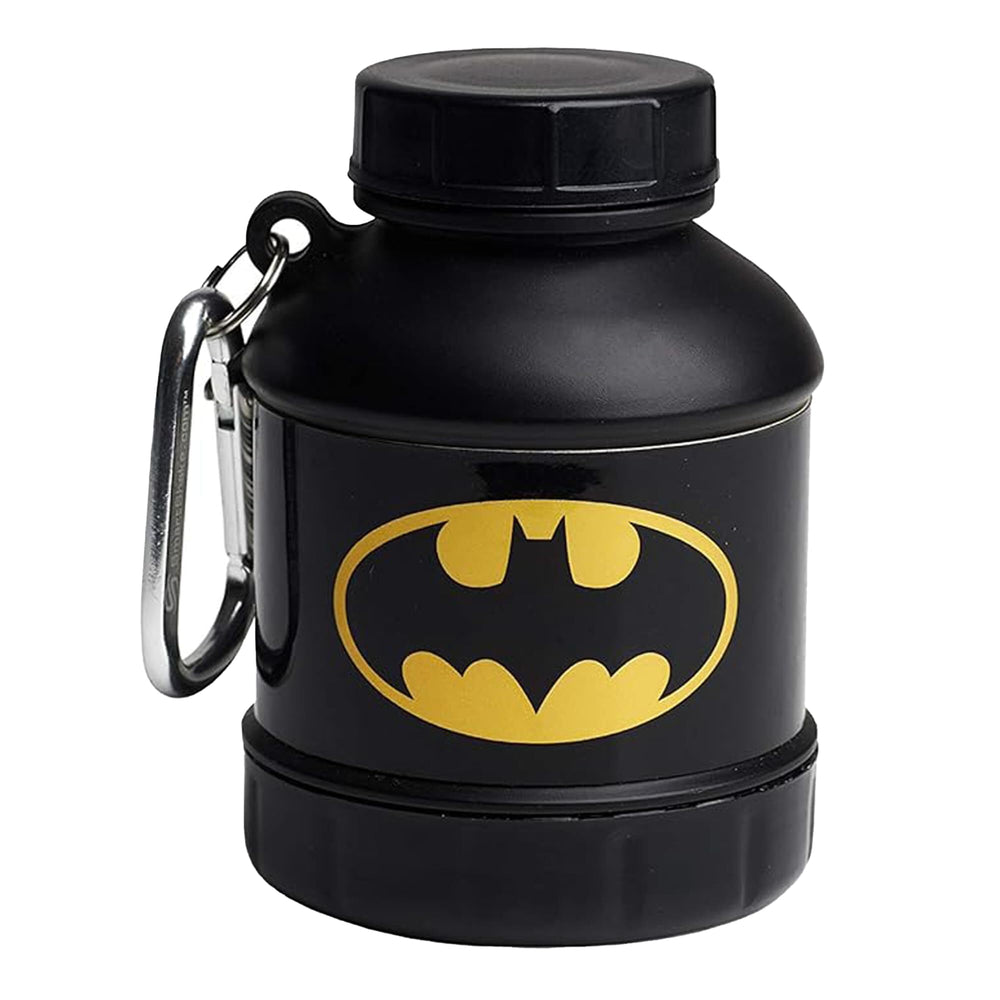 Smartshake Batman Whey2Go container with funnel for on-the-go protein