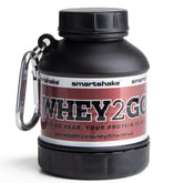 Smartshake Whey2Go black bottle with funnel for easy on-the-go protein mixing
