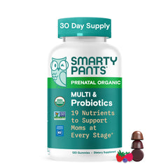 SmartyPants Organic Prenatal Gummies bottle pour for convenient daily serving