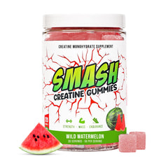 Smash Creatine Gummies watermelon bottle ready for workout energy