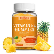 SmildeHeal Vitamin B2 Gummies bottle reveals the pineapple flavor and energy-support formula.