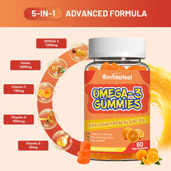 Close-up of SmildeHeal Omega-3 Gummies displaying chewy texture