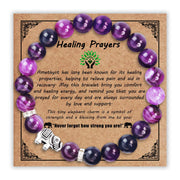 SmileBelle amethyst bracelet closeup showing natural stones for a calming, stylish look