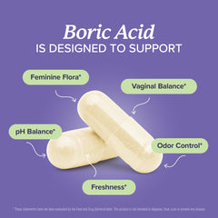 SMNutrition boric acid suppositories bottle front shows unscented vegan formula