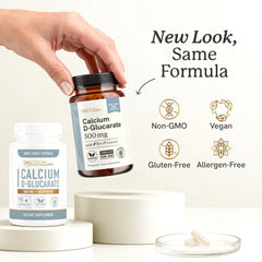 Close-up of SMNutrition CDG capsules showing 500 mg dosage for hormone balance.