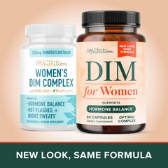 SMNutrition DIM for Women label highlights gluten-free and non-GMO formula