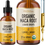 SMNutrition Maca liquid drops bottle and dropper for easy energy support.