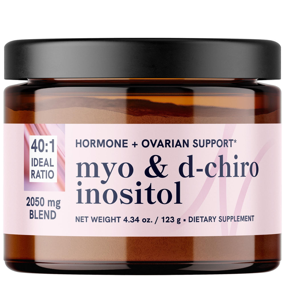 SMNutrition myo-inositol-d-chiro-inositol bottle showing 60 servings for balance support.
