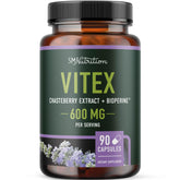 SMNutrition Vitex chasteberry capsules in bottle support daily hormone balance.
