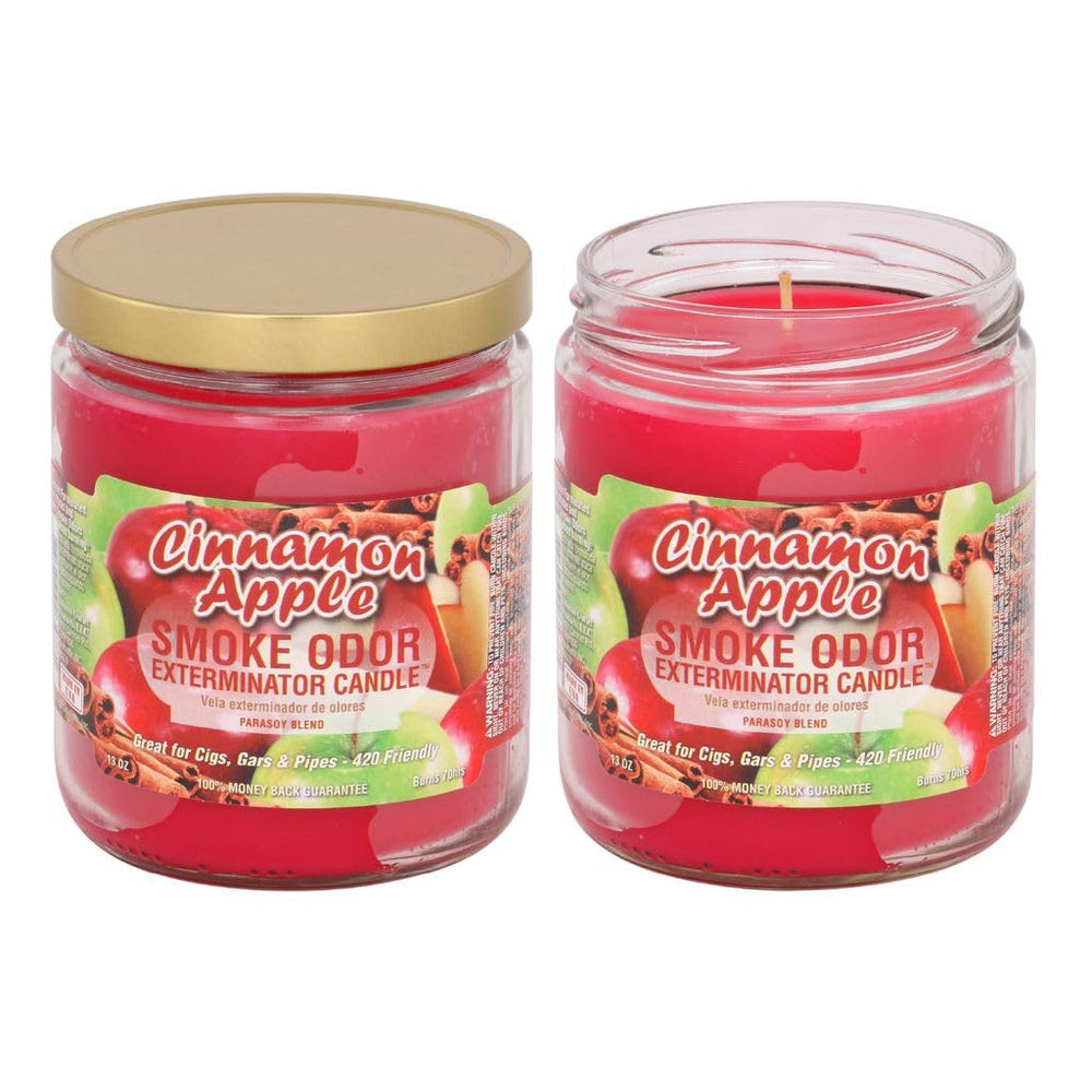 Smoke Odor Exterminator Cinnamon Apple candle jar freshens living spaces