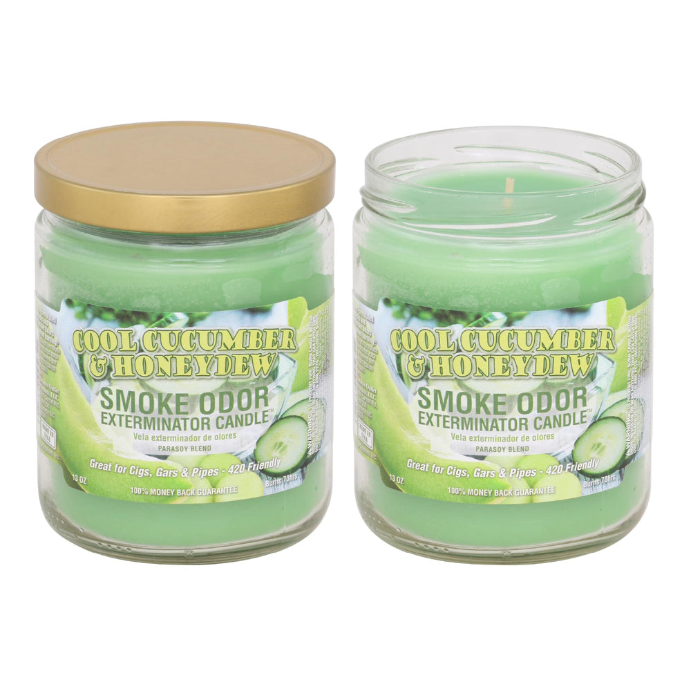 Smoke Odor Exterminator Cool Cucumber and Honeydew jar candle for odor control