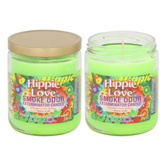 Smoke Odor Exterminator Hippie Love jar candle two-pack — neutralizes odors and adds inviting fragrance
