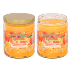 Smoke Odor Exterminator orange lemon jar candle helps reduce tobacco and pet odors.