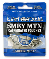 Smokey Mountain Arctic Mint pack front shows a tobacco-free energy option for on-the-go.