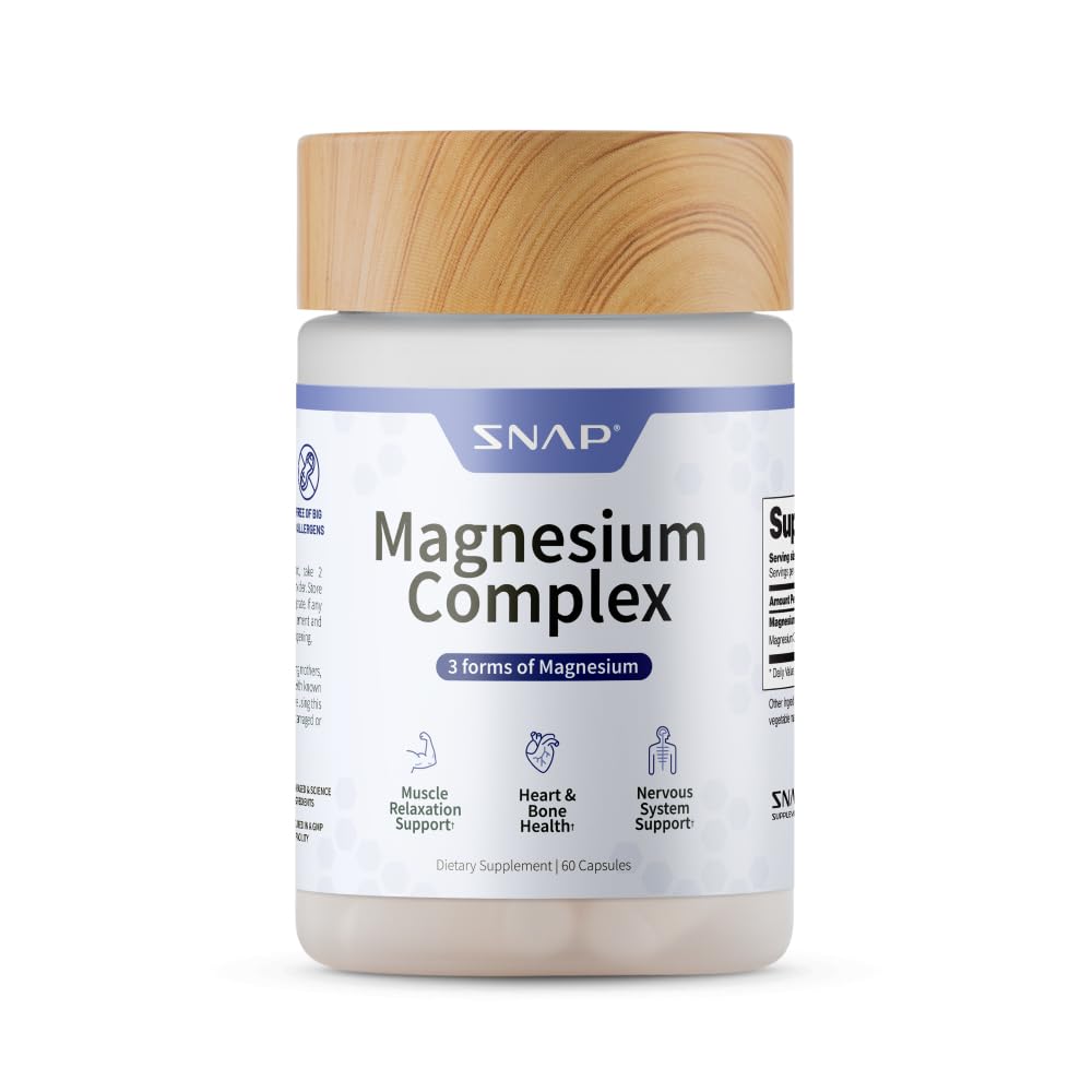 Snap Supplements 3in1 magnesium bottle front for daily support.