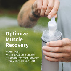 Snap Supplements BCAA powder pouring glass highlights easy hydration during workouts.